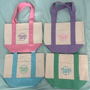 Trader Joe’s Mini Tote Spring Pastel Bag Collection - Pink, Purple, Green, Blue